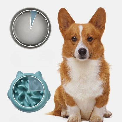 Slow Feed Pet Bowl For Dogs & Cats - Anti-Gulping Healthy Eating Bowl
