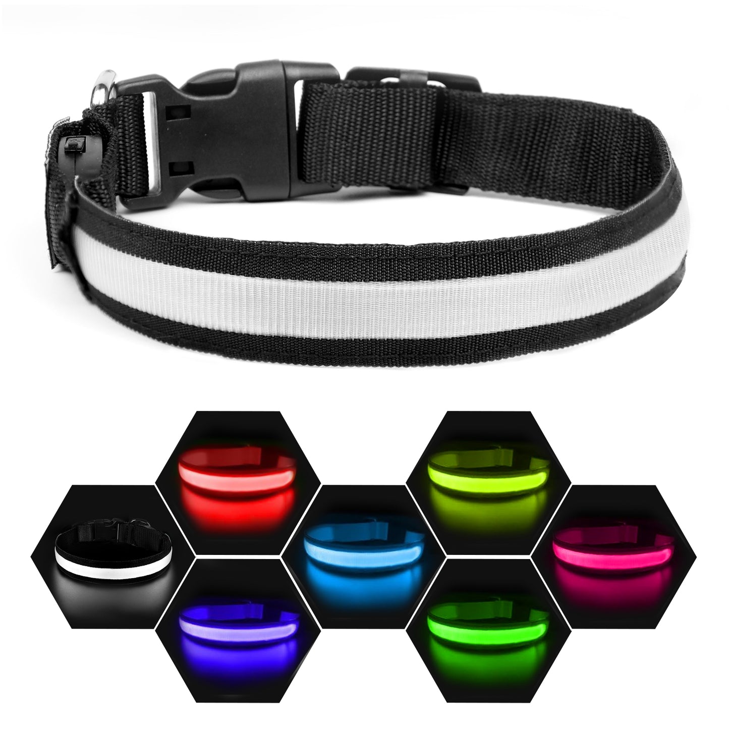 Rechargeable LED Dog Collar - High Visibility For Night Walks